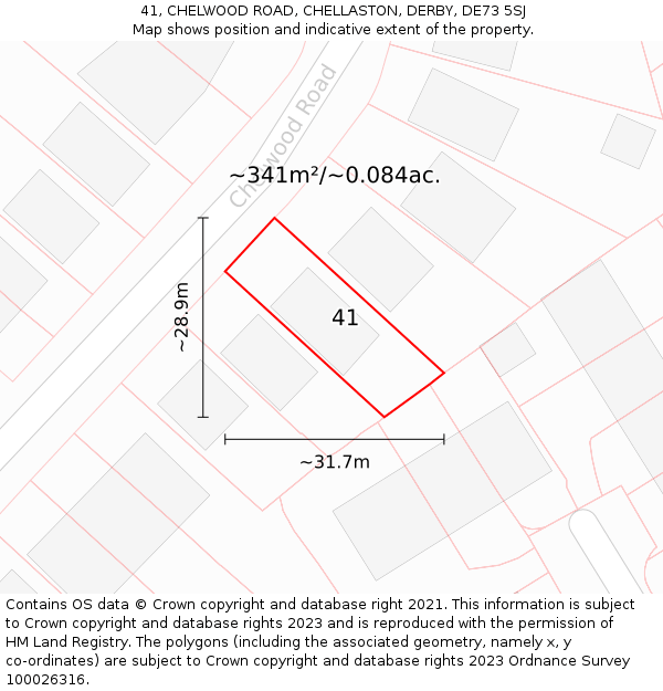 41, CHELWOOD ROAD, CHELLASTON, DERBY, DE73 5SJ: Plot and title map