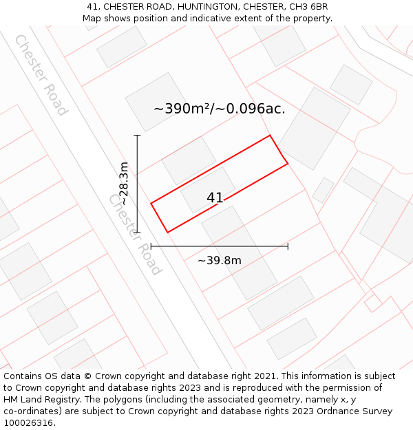 41, CHESTER ROAD, HUNTINGTON, CHESTER, CH3 6BR: Plot and title map
