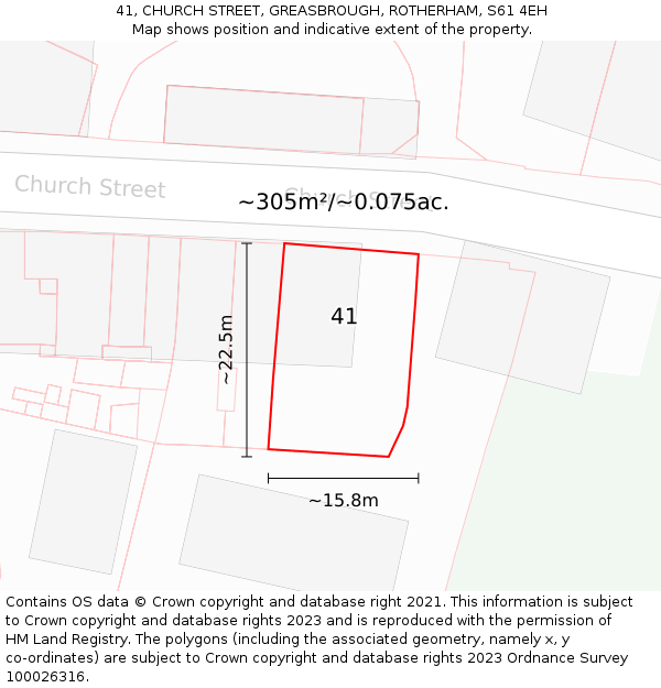 41, CHURCH STREET, GREASBROUGH, ROTHERHAM, S61 4EH: Plot and title map