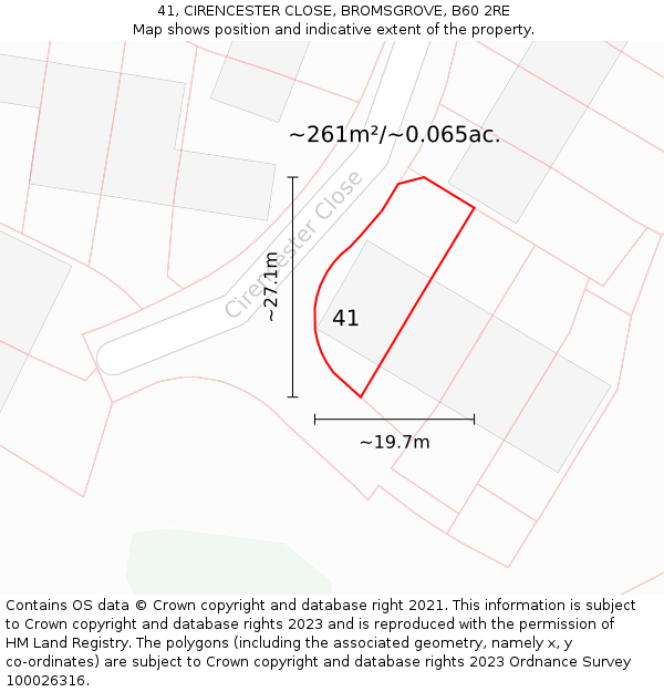 41, CIRENCESTER CLOSE, BROMSGROVE, B60 2RE: Plot and title map