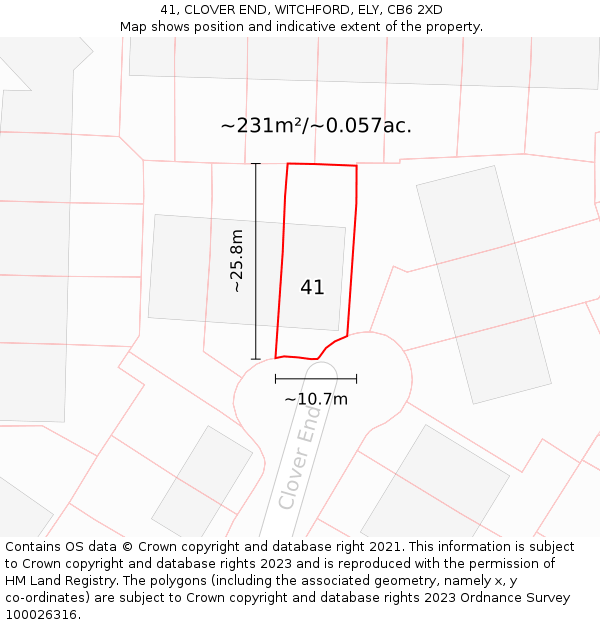41, CLOVER END, WITCHFORD, ELY, CB6 2XD: Plot and title map