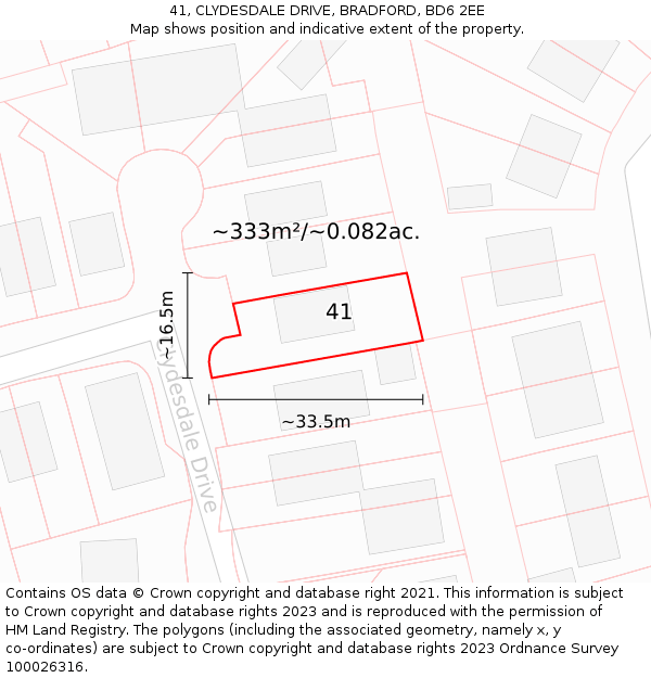 41, CLYDESDALE DRIVE, BRADFORD, BD6 2EE: Plot and title map