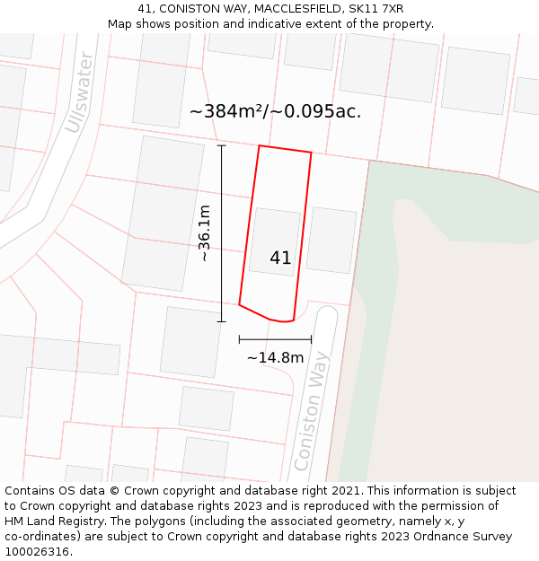 41, CONISTON WAY, MACCLESFIELD, SK11 7XR: Plot and title map
