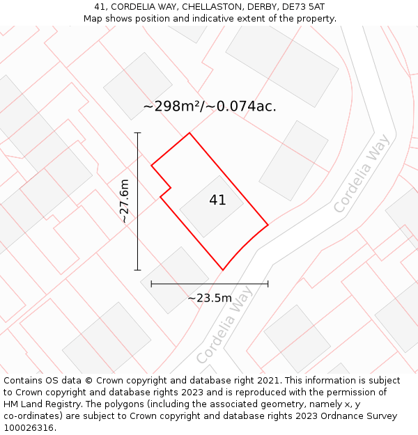 41, CORDELIA WAY, CHELLASTON, DERBY, DE73 5AT: Plot and title map