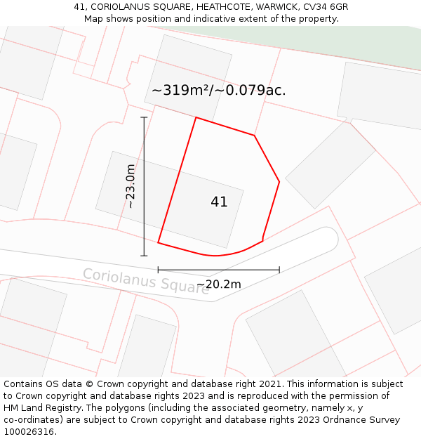 41, CORIOLANUS SQUARE, HEATHCOTE, WARWICK, CV34 6GR: Plot and title map