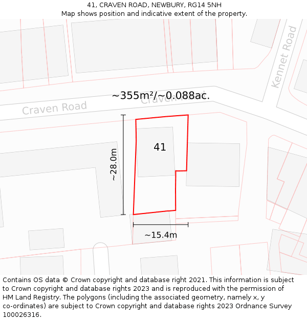 41, CRAVEN ROAD, NEWBURY, RG14 5NH: Plot and title map