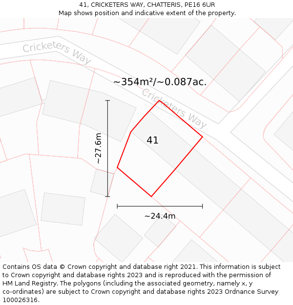 41, CRICKETERS WAY, CHATTERIS, PE16 6UR: Plot and title map