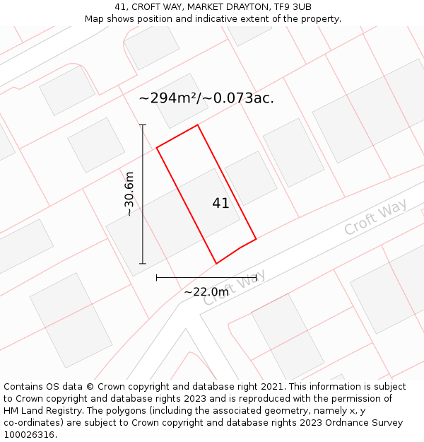 41, CROFT WAY, MARKET DRAYTON, TF9 3UB: Plot and title map