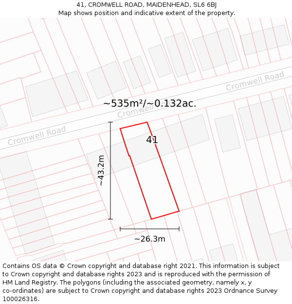41, CROMWELL ROAD, MAIDENHEAD, SL6 6BJ: Plot and title map
