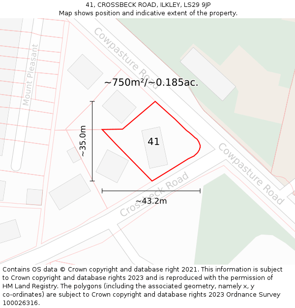 41, CROSSBECK ROAD, ILKLEY, LS29 9JP: Plot and title map