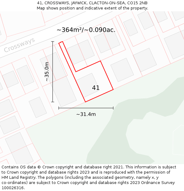 41, CROSSWAYS, JAYWICK, CLACTON-ON-SEA, CO15 2NB: Plot and title map