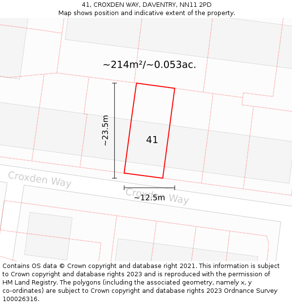 41, CROXDEN WAY, DAVENTRY, NN11 2PD: Plot and title map