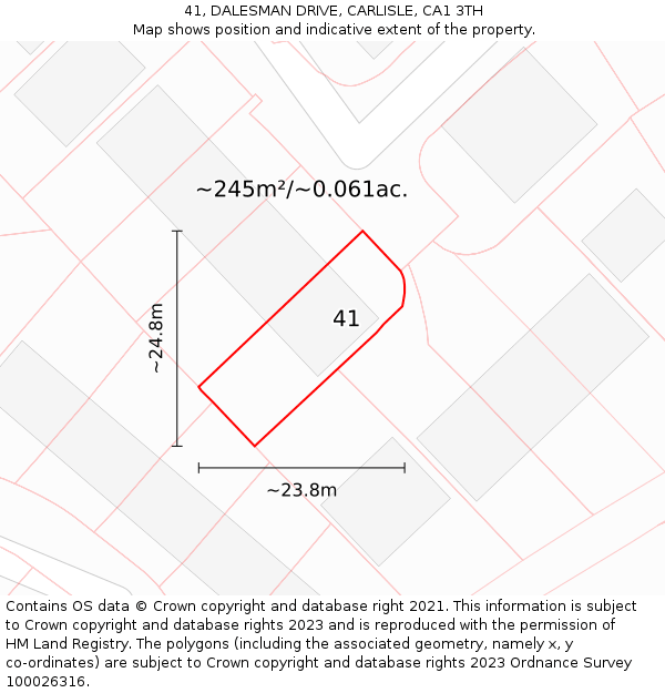 41, DALESMAN DRIVE, CARLISLE, CA1 3TH: Plot and title map