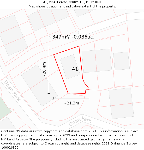 41, DEAN PARK, FERRYHILL, DL17 8HR: Plot and title map