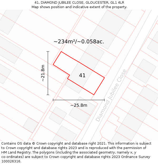 41, DIAMOND JUBILEE CLOSE, GLOUCESTER, GL1 4LR: Plot and title map