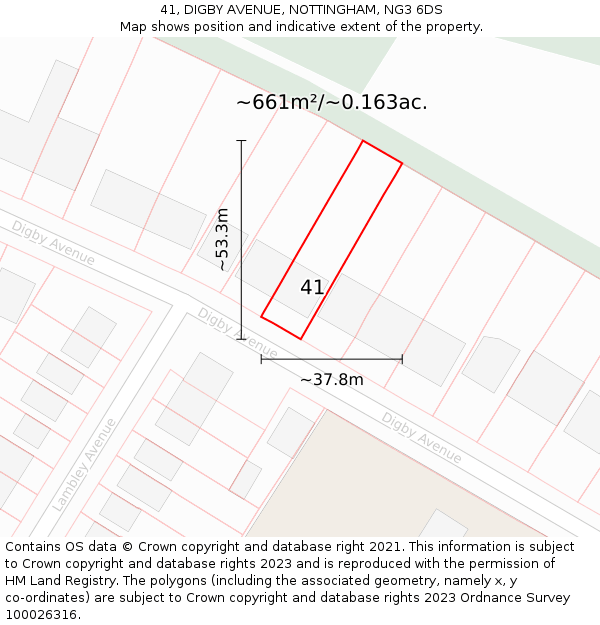 41, DIGBY AVENUE, NOTTINGHAM, NG3 6DS: Plot and title map
