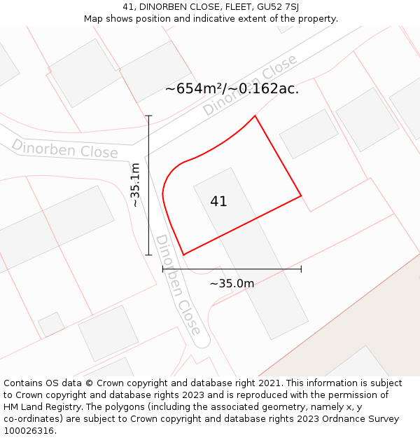 41, DINORBEN CLOSE, FLEET, GU52 7SJ: Plot and title map