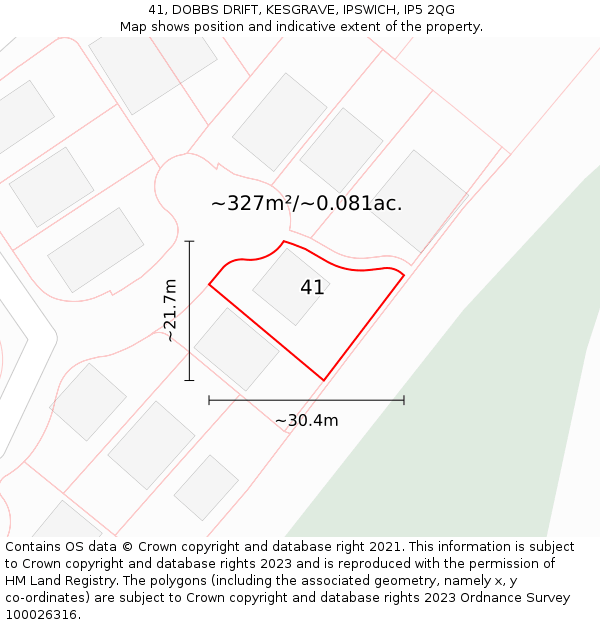 41, DOBBS DRIFT, KESGRAVE, IPSWICH, IP5 2QG: Plot and title map