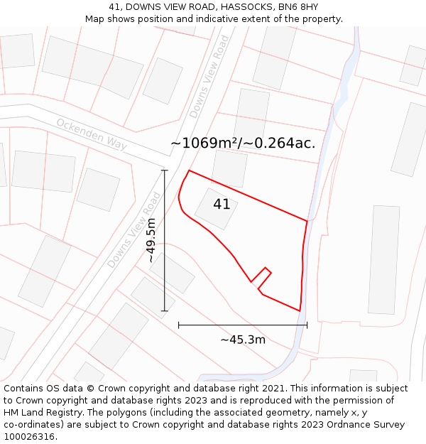 41, DOWNS VIEW ROAD, HASSOCKS, BN6 8HY: Plot and title map