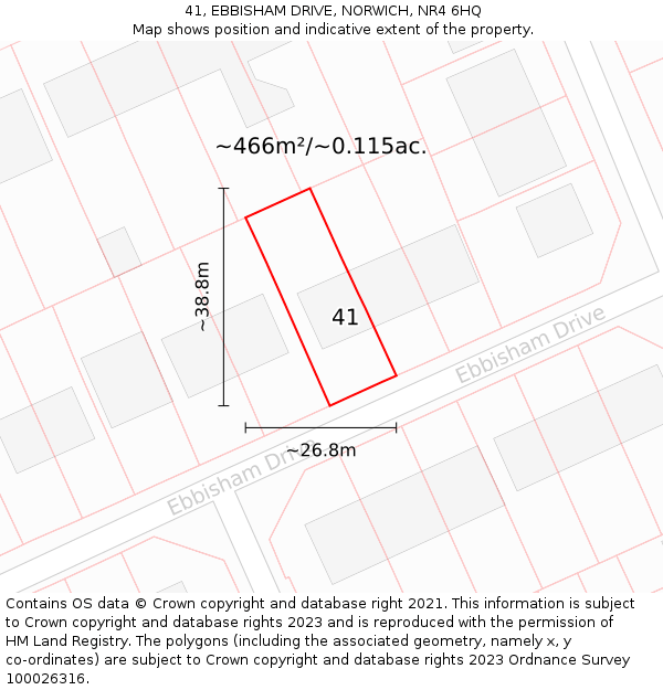 41, EBBISHAM DRIVE, NORWICH, NR4 6HQ: Plot and title map