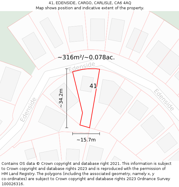 41, EDENSIDE, CARGO, CARLISLE, CA6 4AQ: Plot and title map