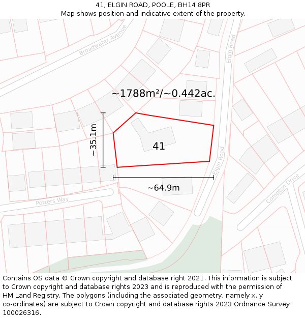 41, ELGIN ROAD, POOLE, BH14 8PR: Plot and title map