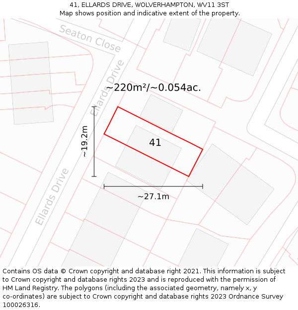 41, ELLARDS DRIVE, WOLVERHAMPTON, WV11 3ST: Plot and title map