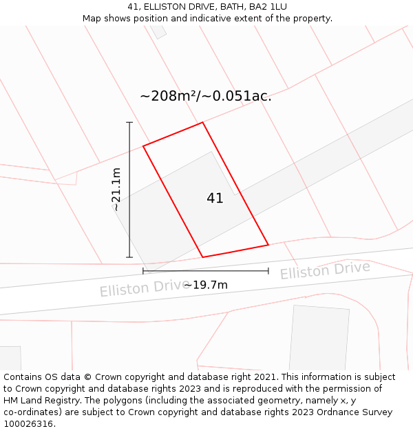 41, ELLISTON DRIVE, BATH, BA2 1LU: Plot and title map