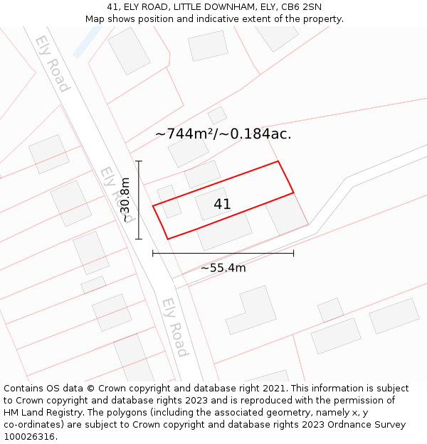 41, ELY ROAD, LITTLE DOWNHAM, ELY, CB6 2SN: Plot and title map