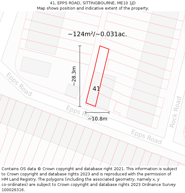 41, EPPS ROAD, SITTINGBOURNE, ME10 1JD: Plot and title map
