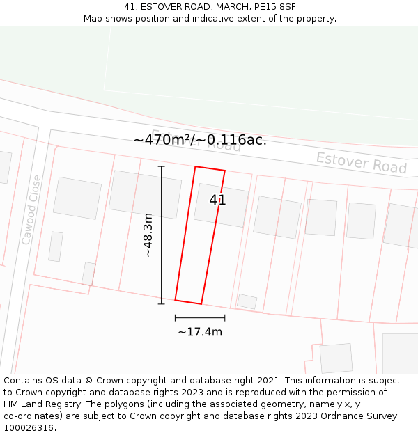41, ESTOVER ROAD, MARCH, PE15 8SF: Plot and title map