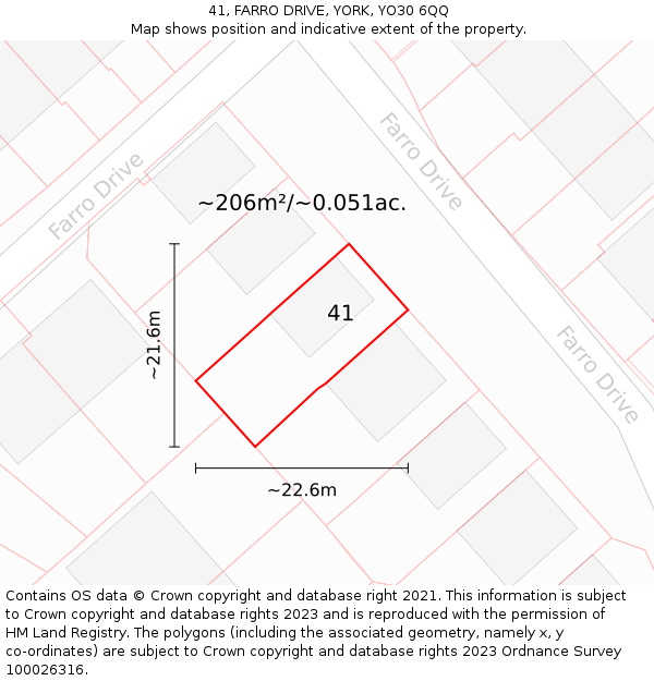 41, FARRO DRIVE, YORK, YO30 6QQ: Plot and title map