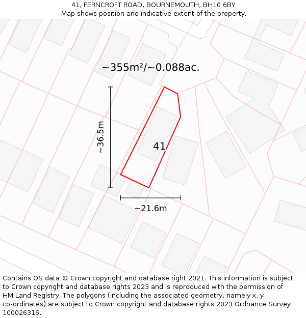 41, FERNCROFT ROAD, BOURNEMOUTH, BH10 6BY: Plot and title map