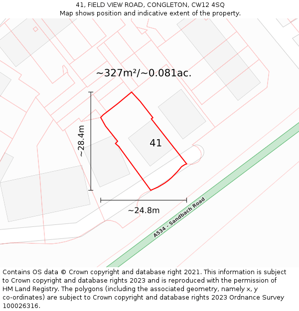 41, FIELD VIEW ROAD, CONGLETON, CW12 4SQ: Plot and title map