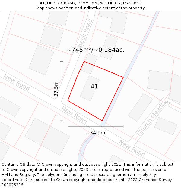 41, FIRBECK ROAD, BRAMHAM, WETHERBY, LS23 6NE: Plot and title map
