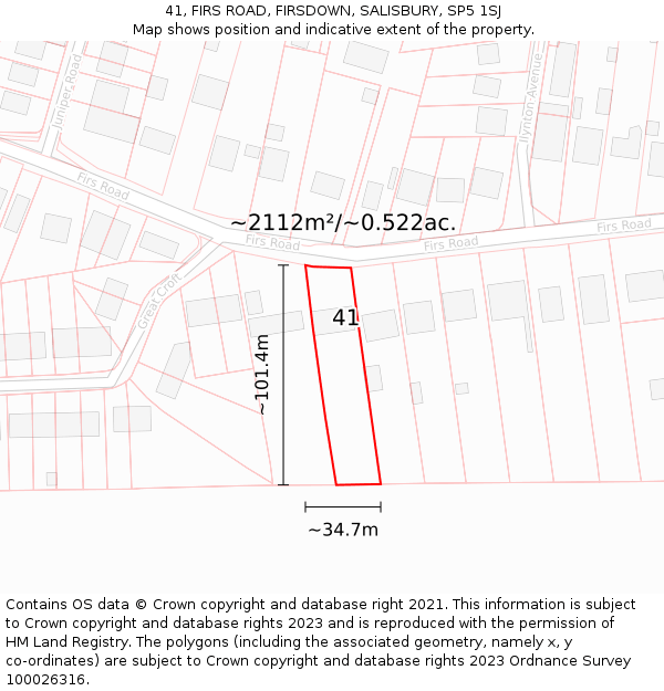 41, FIRS ROAD, FIRSDOWN, SALISBURY, SP5 1SJ: Plot and title map