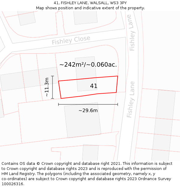 41, FISHLEY LANE, WALSALL, WS3 3PY: Plot and title map