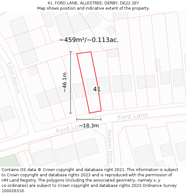 41, FORD LANE, ALLESTREE, DERBY, DE22 2EY: Plot and title map