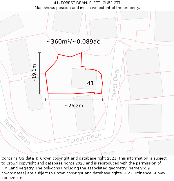 41, FOREST DEAN, FLEET, GU51 2TT: Plot and title map