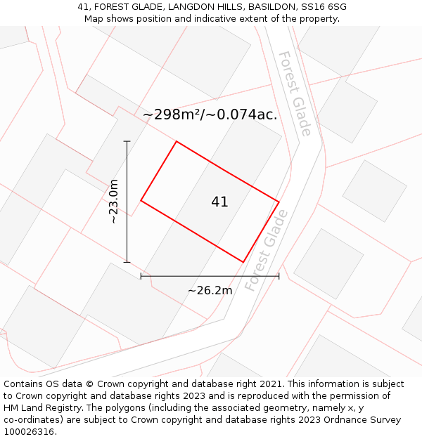 41, FOREST GLADE, LANGDON HILLS, BASILDON, SS16 6SG: Plot and title map