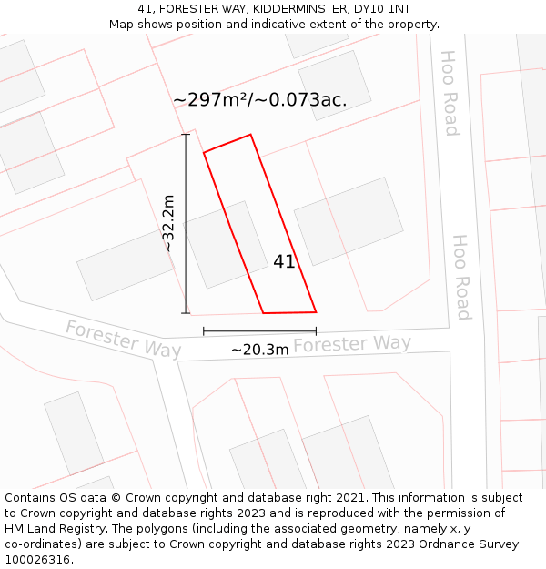 41, FORESTER WAY, KIDDERMINSTER, DY10 1NT: Plot and title map
