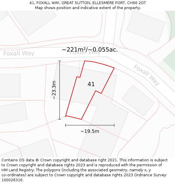 41, FOXALL WAY, GREAT SUTTON, ELLESMERE PORT, CH66 2GT: Plot and title map