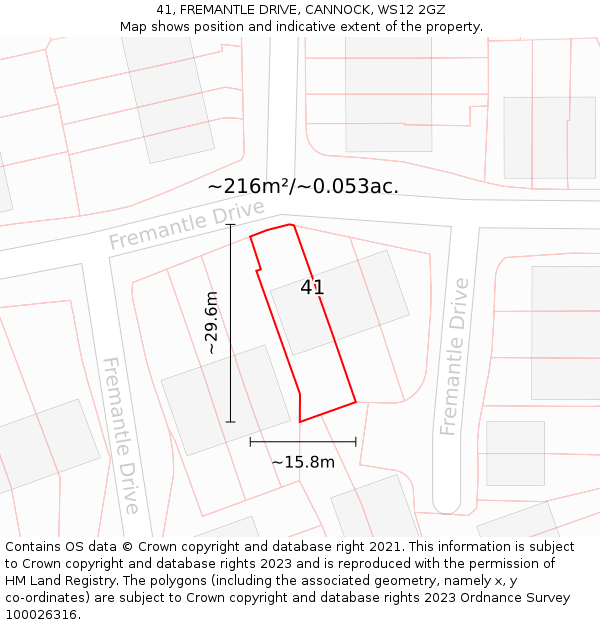 41, FREMANTLE DRIVE, CANNOCK, WS12 2GZ: Plot and title map