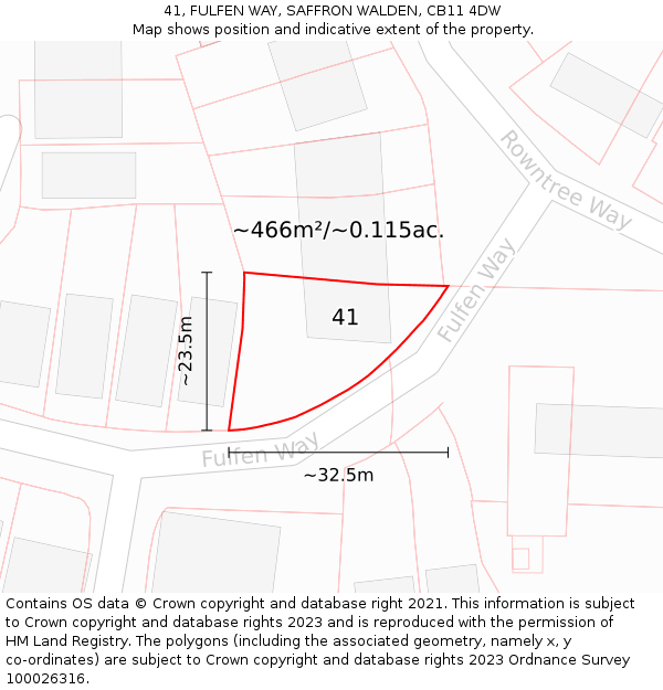 41, FULFEN WAY, SAFFRON WALDEN, CB11 4DW: Plot and title map
