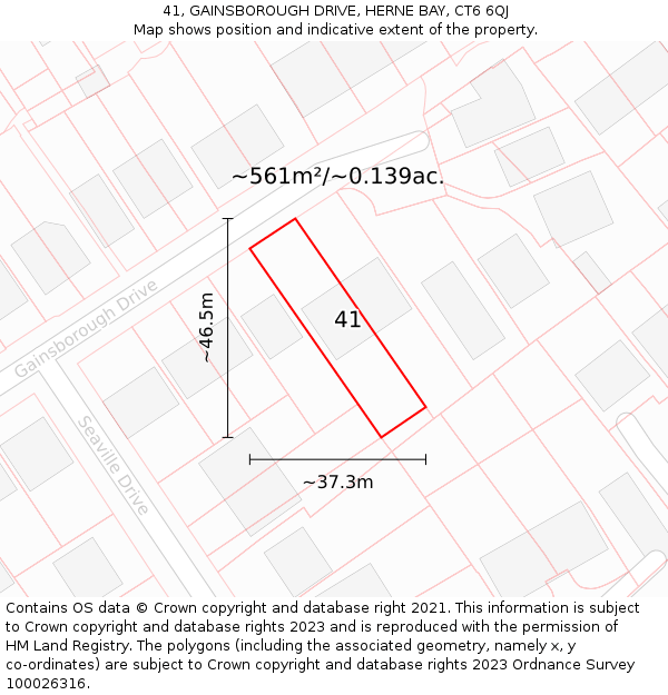 41, GAINSBOROUGH DRIVE, HERNE BAY, CT6 6QJ: Plot and title map