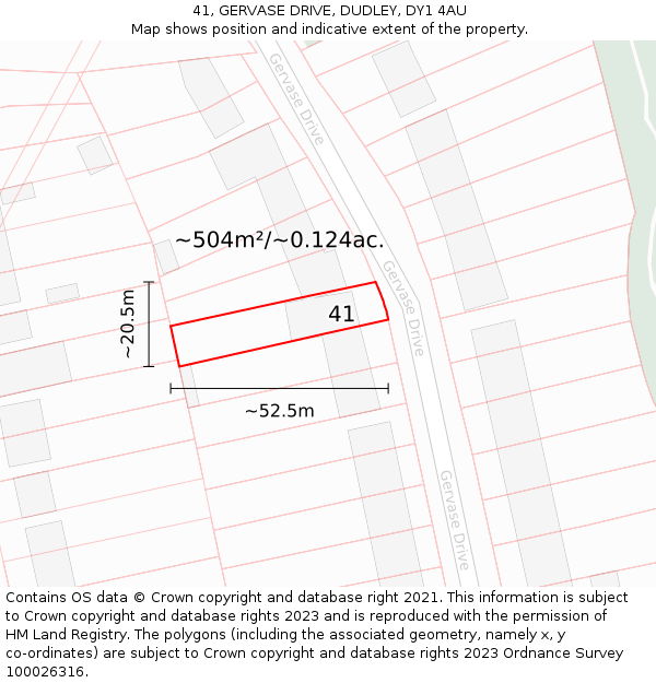 41, GERVASE DRIVE, DUDLEY, DY1 4AU: Plot and title map