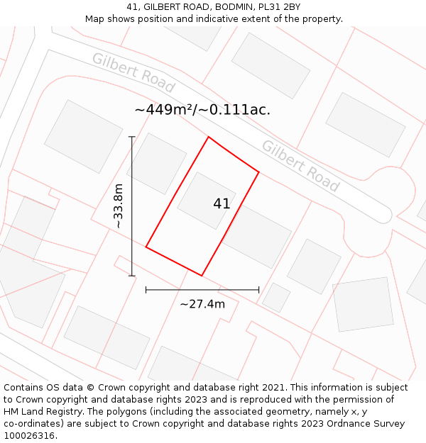 41, GILBERT ROAD, BODMIN, PL31 2BY: Plot and title map
