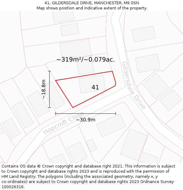 41, GILDERSDALE DRIVE, MANCHESTER, M9 0SN: Plot and title map