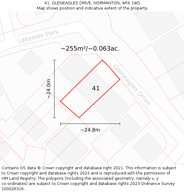 41, GLENEAGLES DRIVE, NORMANTON, WF6 1WD: Plot and title map