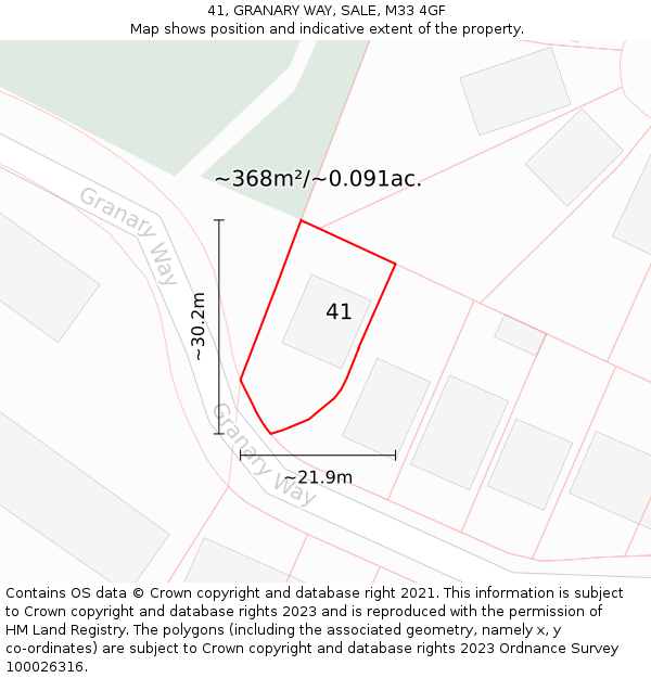 41, GRANARY WAY, SALE, M33 4GF: Plot and title map